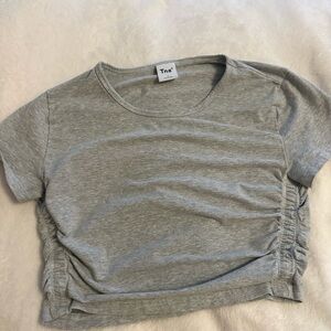 TNA Heather Gray Ruched Crop Top
